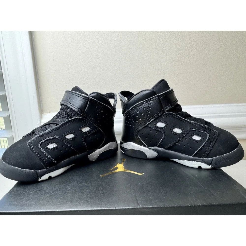 Jordan 6-17-23 TD Toddler Sneakers Black Metallic Silver DM1158-001‎ Size 5C